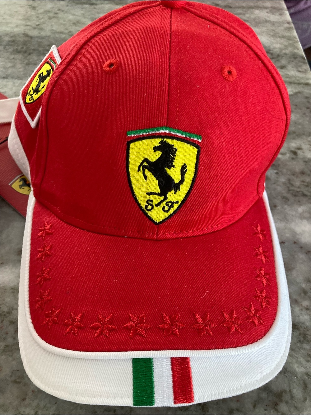 Ferrari Kids White and Red Baseball Cap